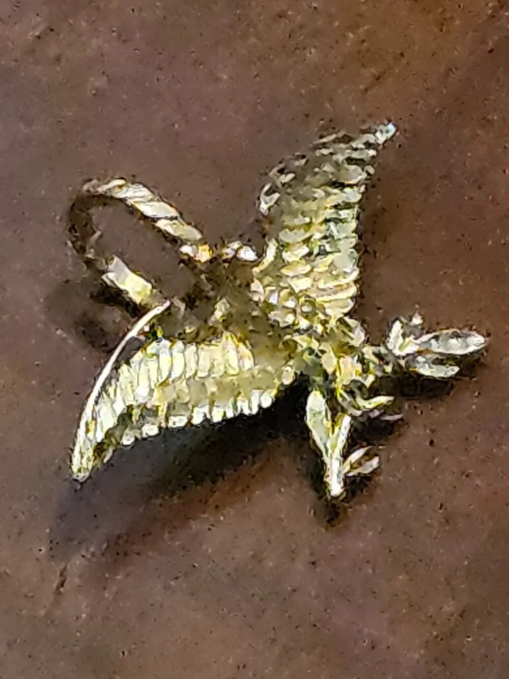 RARE VINTAGE MICHAEL ANTHONY 14k GOLD EAGLE DIAMOND CUT MILITARY CHARM PENDANT